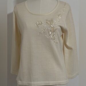 Ivory Top. Sequin Detail.  Luxe Size Medium.  SKU 8
